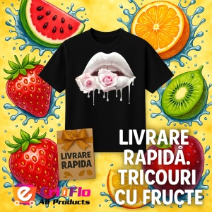 Tricou Buze femeie afine si cirese, Lip gloss, Copii | Dama, culoare negru - Img 12
