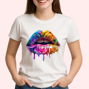 Tricou Buze femeie capsuni si portocala, Lip gloss, Copii | Dama - Img 3