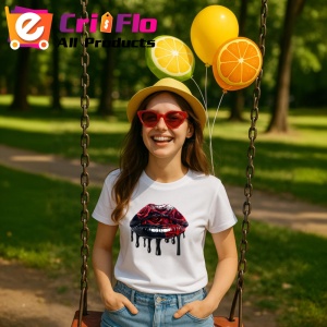 Tricou Buze femeie negre cu trandafiri rosii luciosi, Lip gloss, Copii | Dama - Img 4