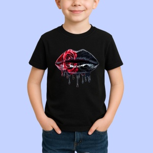 Tricou Buze femeie zmeura si portocala, Lip gloss, Copii | Dama, culoare negru - Img 2