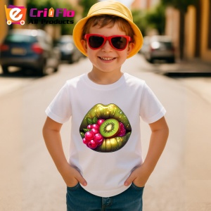 Tricou Buze jumatate rosu jumatate negru cu trandafiri, Lip gloss, Copii | Dama - Img 9