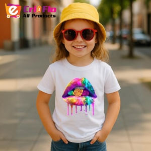 Tricou Buze pastel cu trandafir violet, Lip gloss, Copii | Dama - Img 10