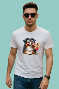 Tricou caine australian shepherd ochelari cocktail rosu fructe, Copii | Dama | Barbat - Img 2