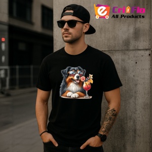 Tricou Caine australian shepherd ochelari cocktail rosu fructe, Copii | Dama | Barbat , tricou negru - Img 11