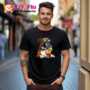 Tricou Caine boxer ochelari cocktail cu lime si umbrela, Copii | Dama | Barbat , tricou negru - Img 10