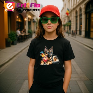 Tricou Caine ciobanesc cocktail portocala vara relaxare, Copii | Dama | Barbat , tricou negru - Img 4