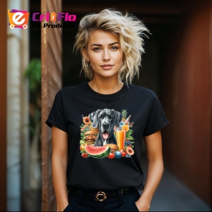 Tricou Caine dog german pepene fructe cocktail tropical, Copii | Dama | Barbat , tricou negru - Img 8