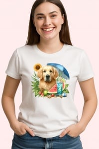 Tricou caine golden retriever umbrela fructe vara cocktail, Copii | Dama | Barbat - Img 4