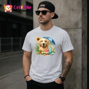 Tricou caine golden retriever umbrela fructe vara cocktail, Copii | Dama | Barbat