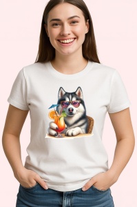 Tricou caine husky ochelari mov cocktail portocala, Copii | Dama | Barbat - Img 3
