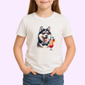 Tricou caine husky papion cocktail tropical, Copii | Dama | Barbat - Img 3