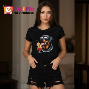 Tricou Caine rottweiler ochelari lant cocktail portocala, Copii | Dama | Barbat , tricou negru - Img 7