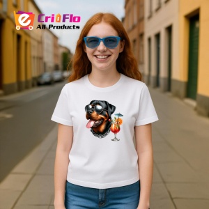 Tricou caine rottweiler ochelari negri lant cocktail tropical, Copii | Dama | Barbat - Img 8