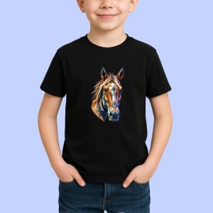 Tricou Cal Maro Poligonal Realist, Copii | Dama | Barbat, culoare negru - Img 3