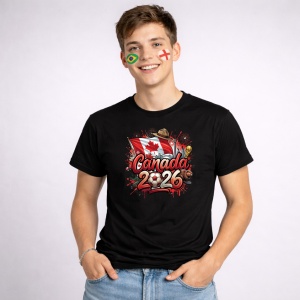Tricou Canada World Cup 2026 Fifa, din bumbac 100%, tricou negru, Copii | Dama | Barbat - Img 2