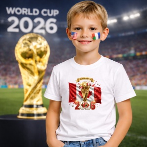 Tricou Canada World Cup 2026 Fifa V2, din bumbac 100%, tricou alb, Copii | Dama | Barbat - Img 5