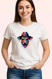 Tricou Cap de caine cu palarie si vopsea stil pop Copii | Dama | Barbat