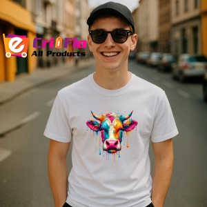 Tricou Cap vaca colorat stil graffiti arta moderna vibranta Copii | Dama | Barbat