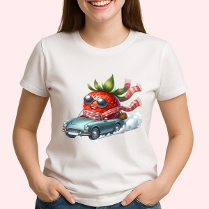 Tricou Capsuna amuzanta de vara in masina, Fructe, Copii | Dama - Img 2