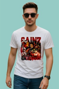 Tricou Carlos Sainz Colaj Masina Ferrari Formula 1, Copii | Dama | Barbat - Img 2