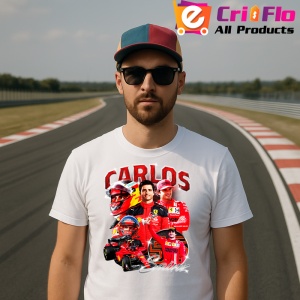 Tricou Carlos Sainz Poster Portret Rosu Ferrari Formula 1, Copii | Dama | Barbat - Img 5