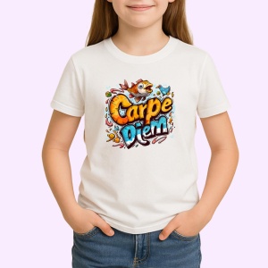 Tricou Carpe Diem Design Colorat Peste Amuzant, din bumbac 100% , tricou alb pentru Copii | Dama | Barbat - Img 2