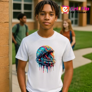 Tricou Casca astronaut arta dripping univers colorat Copii | Dama | Barbat - Img 4