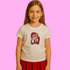 Tricou Cat Santa, din bumbac 100% Copii | Dama | Barbat - Img 3