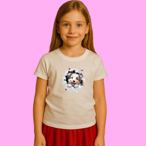 Tricou Catel Cu Fundal Negru Si Zambet Craciun, din bumbac 100% Copii | Dama | Barbat