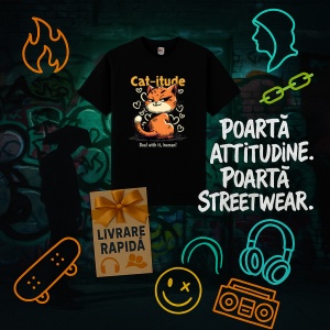 Tricou CatNegru,itude Negru, Copii | Dama | Barbat - Img 3