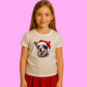 Tricou Cattle Dog Craciun Portret, din bumbac 100%, tricou alb, Copii | Dama | Barbat - Img 2