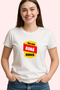 Tricou Cea Mai Buna Bunica, din bumbac 100%, tricou alb, Dama | Barbat - Img 2