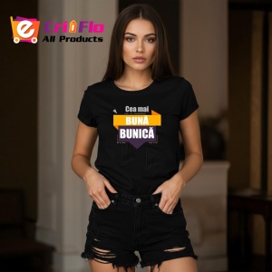 Tricou Cea Mai Buna Bunica V10, din bumbac 100%, tricou negru, Dama | Barbat