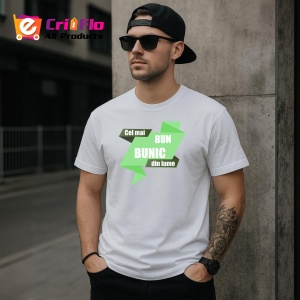 Tricou Cel Mai Bun Bunic Din Lume, din bumbac 100%, tricou alb, Dama | Barbat