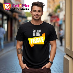 Tricou Cel Mai Bun Frate Banner Portocaliu, din bumbac 100%, tricou negru, Dama | Barbat