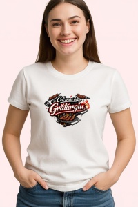 Tricou Cel Mai Bun Gratargiu Friptura Foc V1, din bumbac 100% , tricou alb pentru Dama | Barbat - Img 2