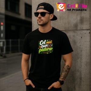 Tricou Cel Mai Bun Padurar Topor Lemn V2, din bumbac 100%, tricou negru Dama | Barbat - Img 7