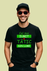 Tricou Cel Mai Iubit Tatic Din Lume, din bumbac 100%, tricou negru, Dama | Barbat - Img 2