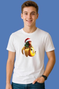 Tricou Chimpanzini Bananini Imbodobit Cu Decoratiuni De Craciun, din bumbac 100%, tricou alb, Copii | Dama | Barbat - Img 3
