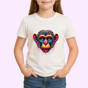 Tricou Chip cimpanzeu colorat arta moderna cu primate Copii | Dama | Barbat - Img 4