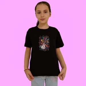 Tricou Chitara Colorata Arta Curcubeu, Copii | Dama | Barbat, culoare negru - Img 3
