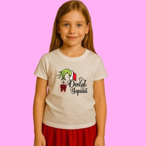 Tricou Christmas Dental Squad Grinch Hand, din bumbac 100%, tricou alb, Copii | Dama | Barbat - Img 2
