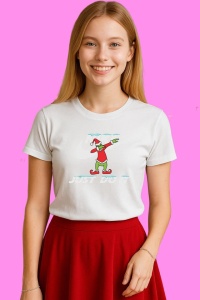 Tricou Christmas Logo Dabbing Grinch, din bumbac 100%, tricou alb, Copii | Dama | Barbat - Img 3