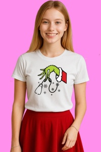 Tricou Christmas Nurse Grinch Santa Vibe, din bumbac 100%, tricou alb, Copii | Dama | Barbat