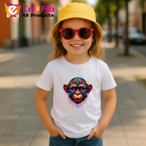 Tricou Cimpanzeu cu chip decorat artistic fundal alb Copii | Dama | Barbat - Img 11