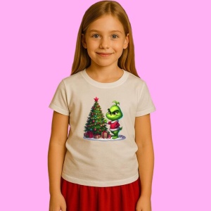 Tricou Cindy Lou Si Bradul De Craciun, din bumbac 100%, tricou alb, Copii | Dama | Barbat - Img 1