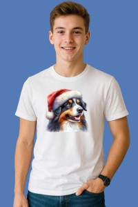 Tricou Ciobanesc Australian Craciun Zambitor, din bumbac 100%, tricou alb, Copii | Dama | Barbat - Img 3