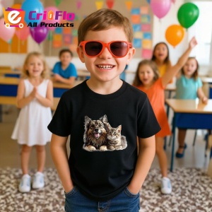 Tricou Ciobanesc German si pisica tigrata moment de relaxare Copii | Dama | Barbat, negru