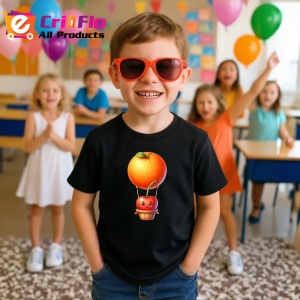 Tricou Cireasa de vara amuzanta cu baloul cu aer, Fructe, Copii | Dama, culoare negru - Img 4