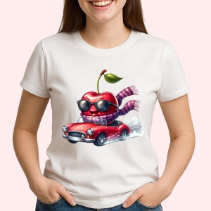 Tricou Cireasa de vara amuzanta in masina, Fructe, Copii | Dama - Img 2